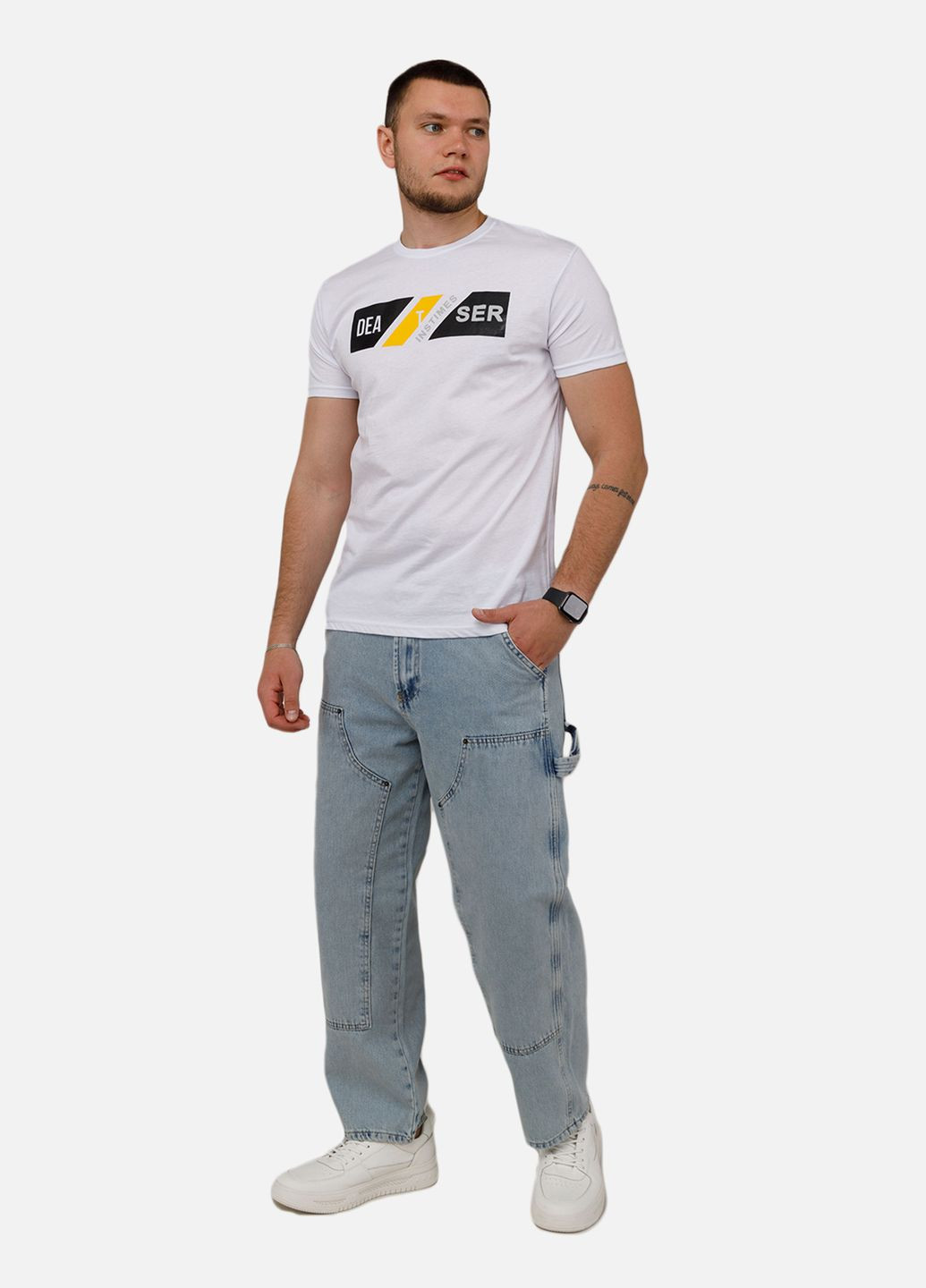 Белая мужская футболка с коротким рукавом цвет белый цб-00250637 Big Lowiss