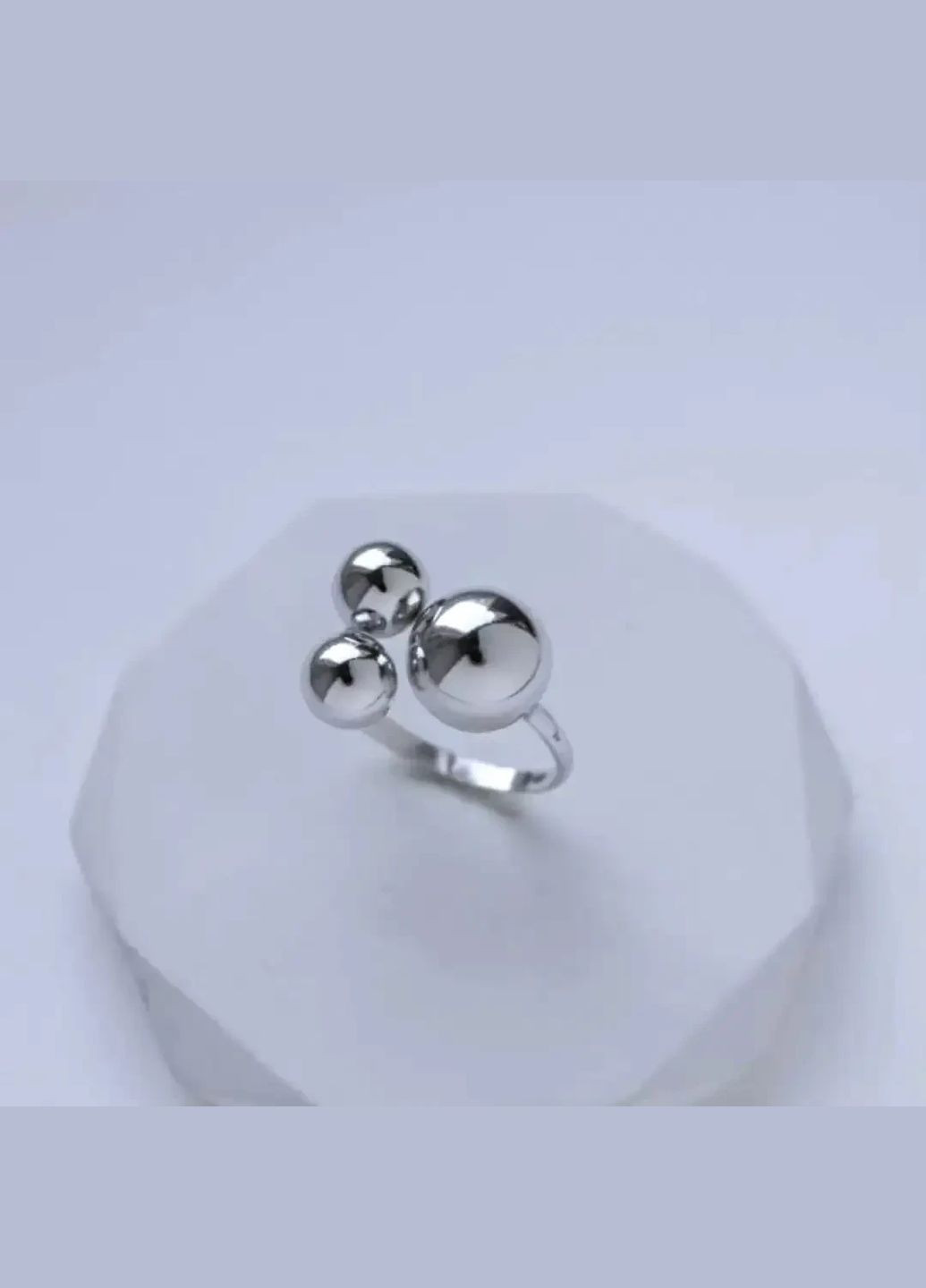 Жіноча срібна каблучка "Кульки" Shiny ш1ж No Brand (332621514)