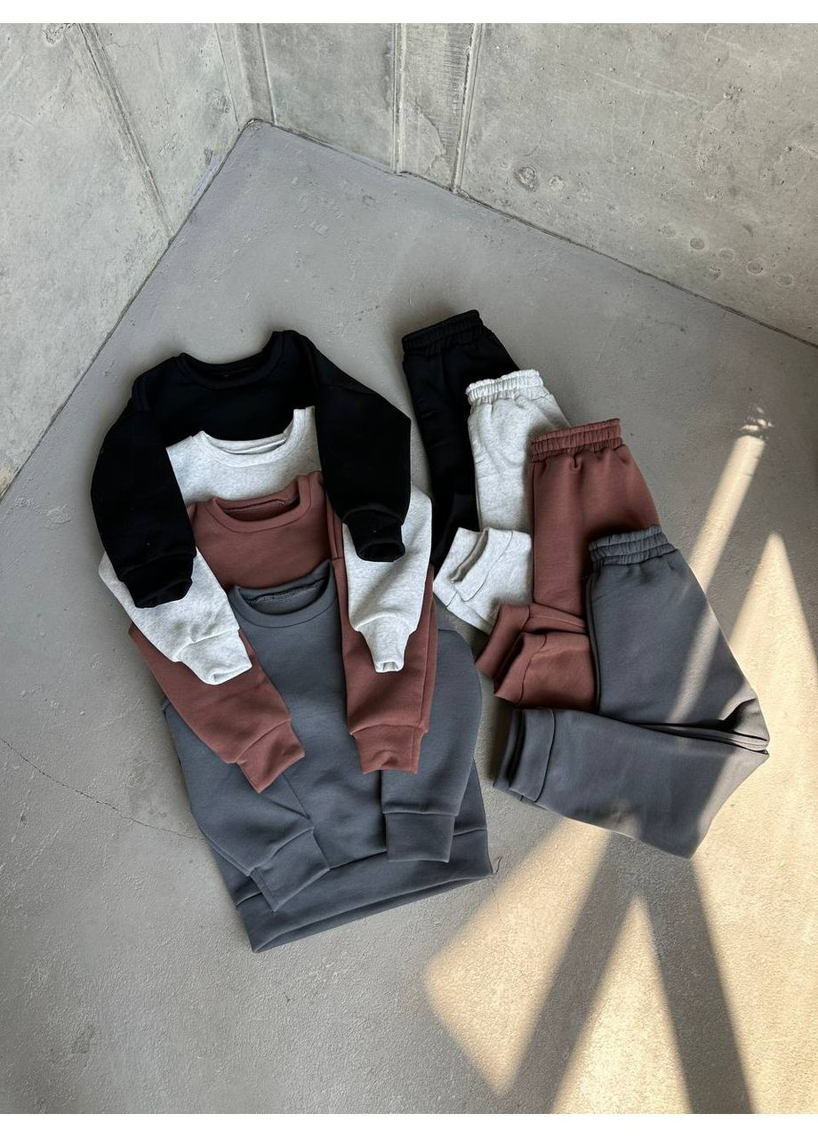 Сірий демісезонний костюм дитячий тринитка на флісі,унісекс,штани та кофта Україна