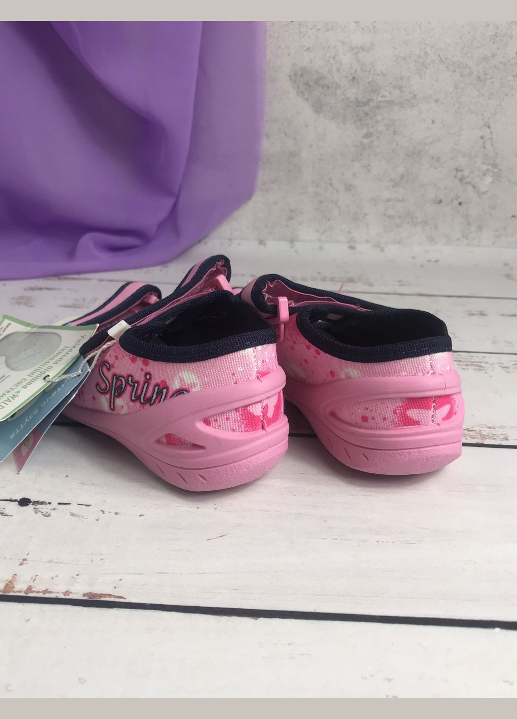 Розовые тапочки босоножки детские текстильные для девочек розовый (388) Waldi