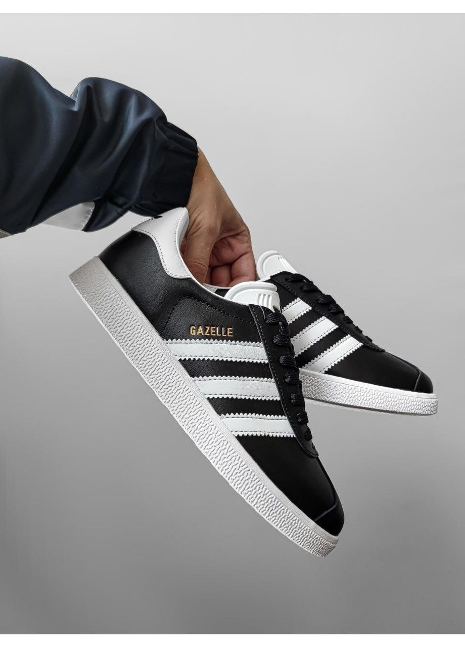 Черные демисезонные кроссовки мужские adidas gazelle black / white адидас газель No Brand