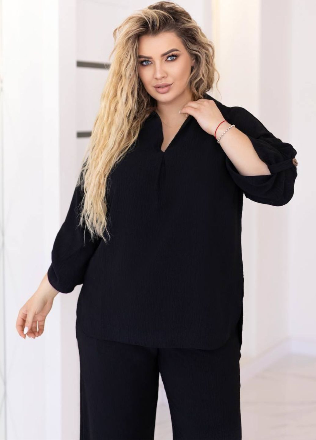 Базовий повсякденний легкий літній костюм двійка: сорочка подовжена позаду + прямі штани Україна (331783438)