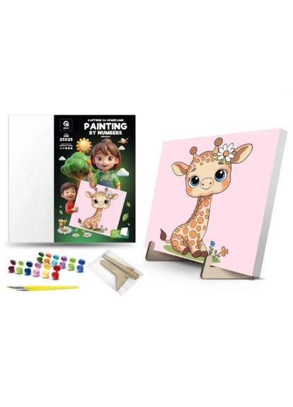 Картина по номерам на подставке "Жирафка" (25х25 см) qbee (369787443)
