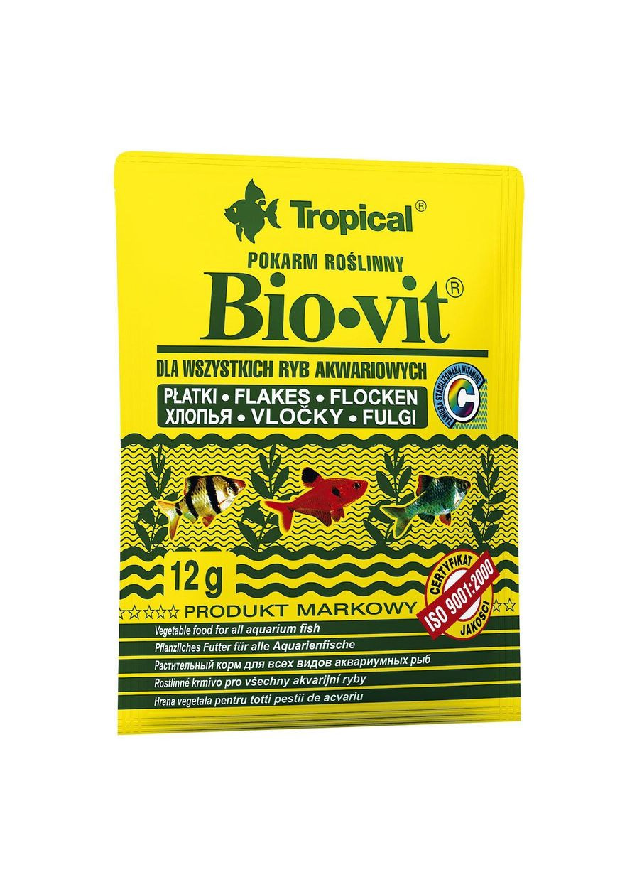 Корм BioVit пластівці для травоїдних риб, 12г Tropical (292257656)