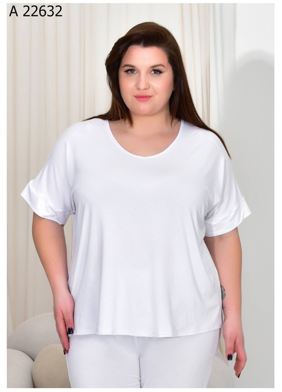 Біла літня футболка жіноча великого розміру SK