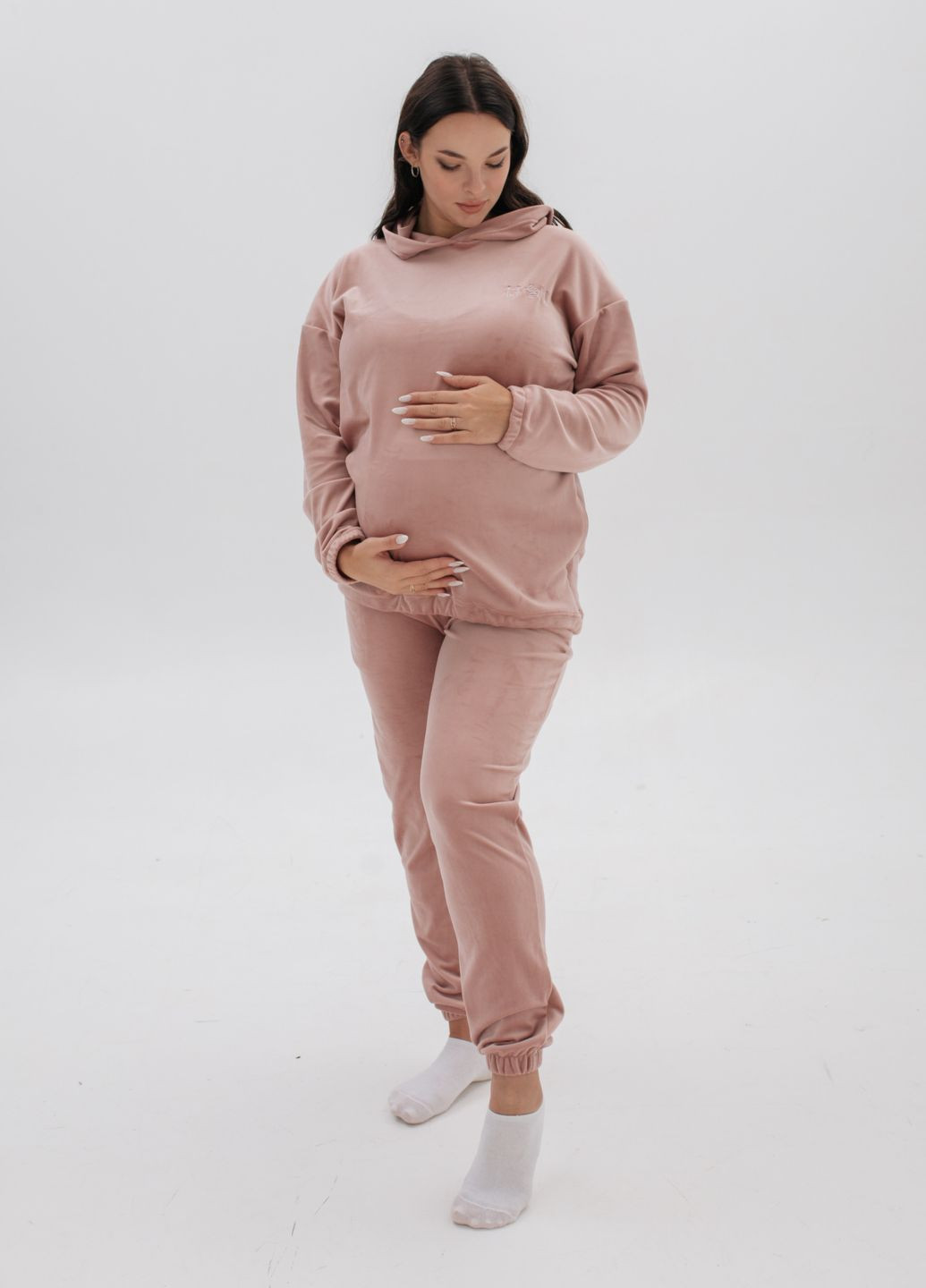 Велюровый спортивный костюм для беременных и кормящих мам с секретом для кормления HN (305613390)