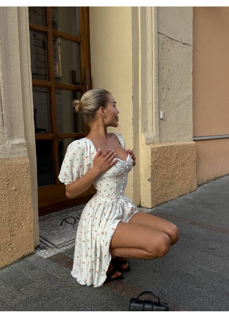 Білосніжна кежуал розкішна жіноча сукня з відкритими плечима з пишною спідницею, з відкритими плечима, з відкритою спиною Україна однотонна