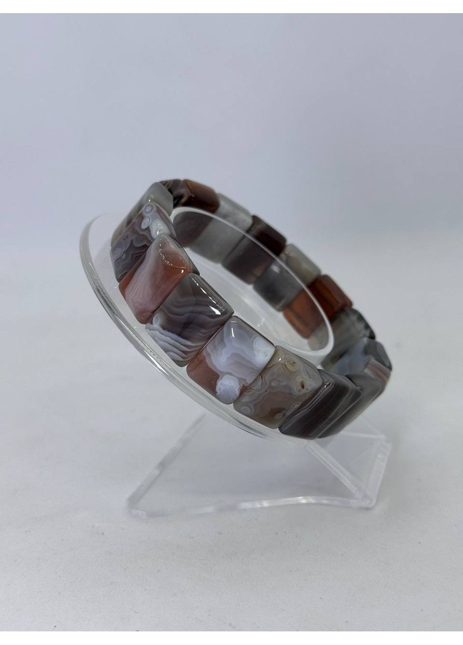 Браслет з агату Ботсвана 18 см Сірий No Brand (350633902)