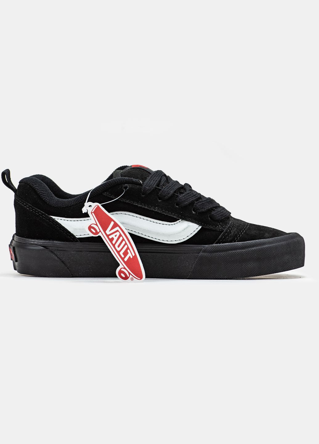 Чорні Осінні кросівки чоловічі і жіночі vans knu skool black white | ванс кну скул чорні білі No Brand