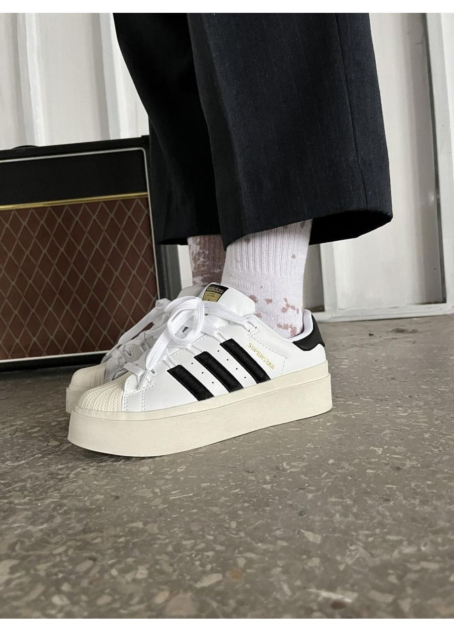 Чорні Осінні кросівки чоловічі adidas superstar bonega black white адідас суперстар No Brand