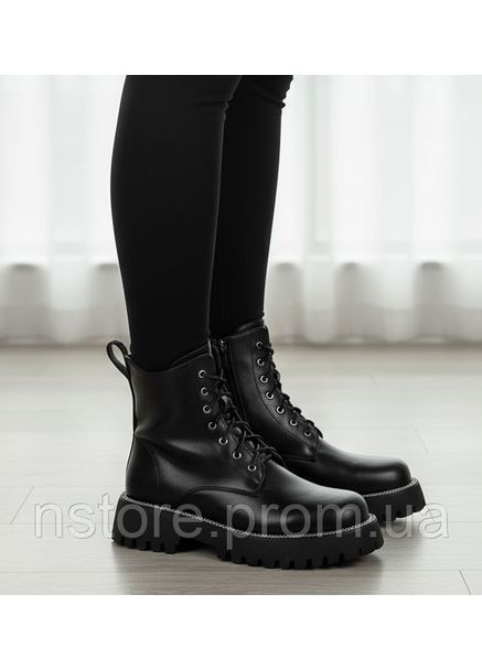 Черные осенние женские демисезонные кожаные ботинки 1679 черные Lino Marano