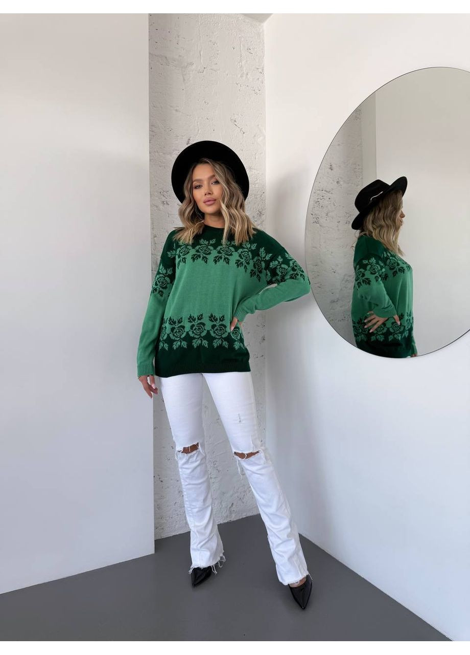 Зелений светр українка джемпер BANG__BOOOM