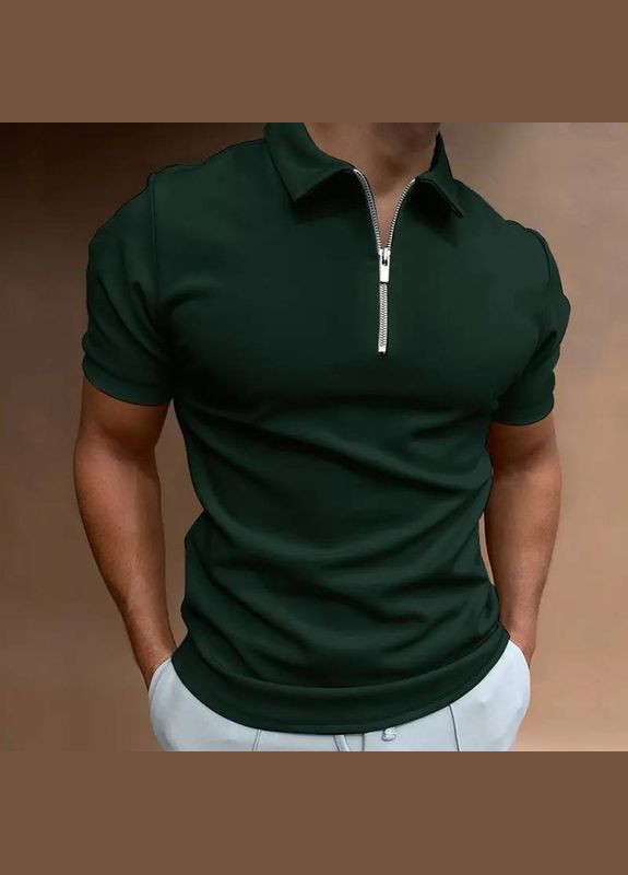 Зелена футболка поло чоловіча з коротким рукавом No Brand