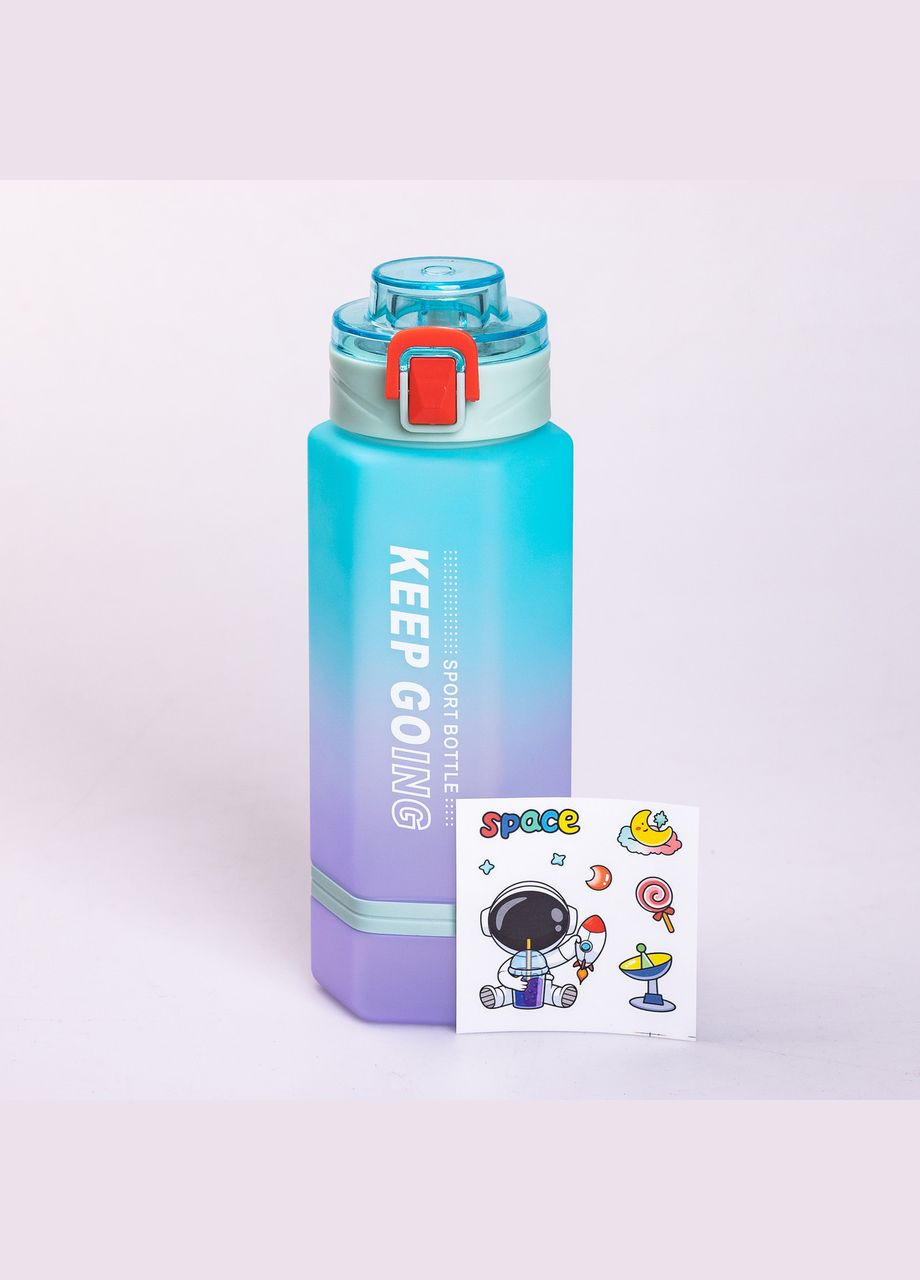 Пляшка для води Keep Going 650 мл з наклейками блакитна Yiwu (315718523)