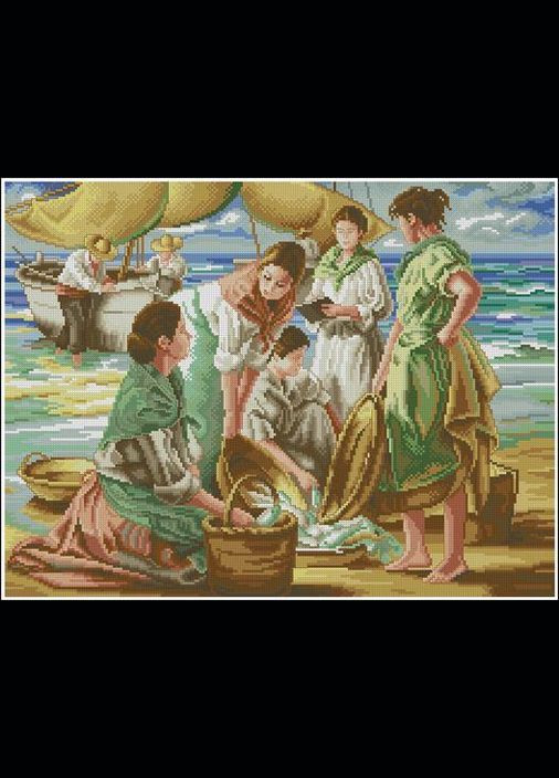 Набор для вышивки крестиком. Размер: 37*28 см. Жены рыбаков Лоскуток (315362386)