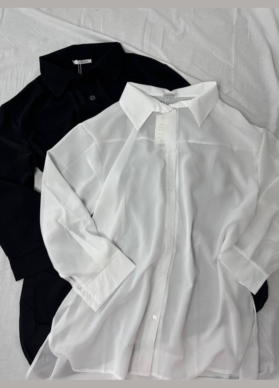 Белая кэжуал рубашка однотонная Adelante с длинным рукавом