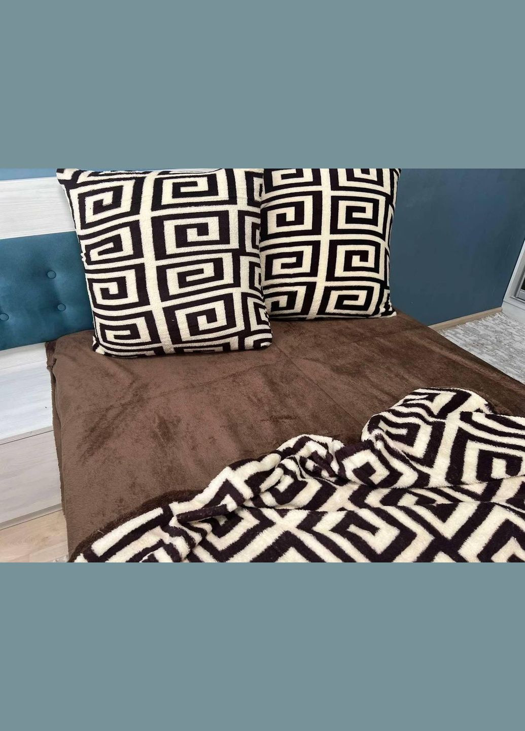 Комплект постільної білизни велсофт плюшеве Двоспальний Коричневий (П4К-flis-0014-02) No Brand (308755019)