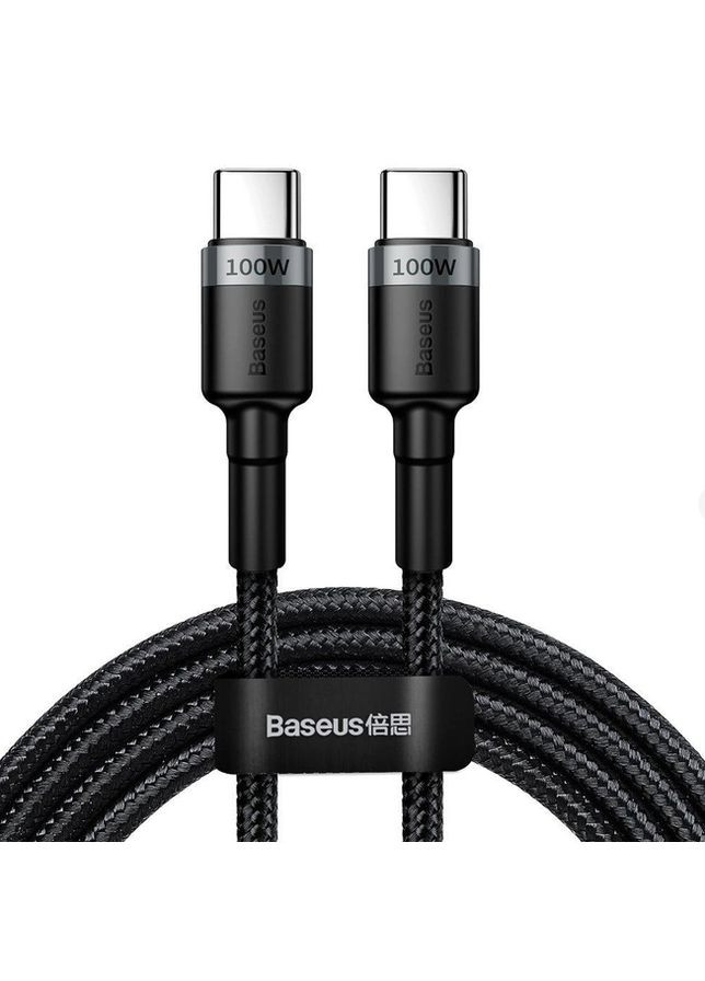 Кабель Cafule Type-C to Type-C 2м PD2.0 100Вт 5A 20В Black/Grey (CATKLF-ALG1) Baseus (300523979)