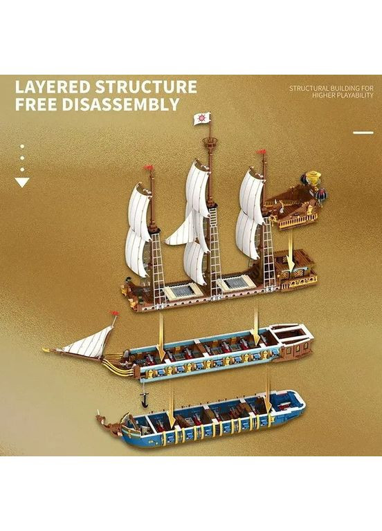 Конструктор корабель Королівський фрегат 3162 деталей 87 см (66011) Reobrix (367960499)