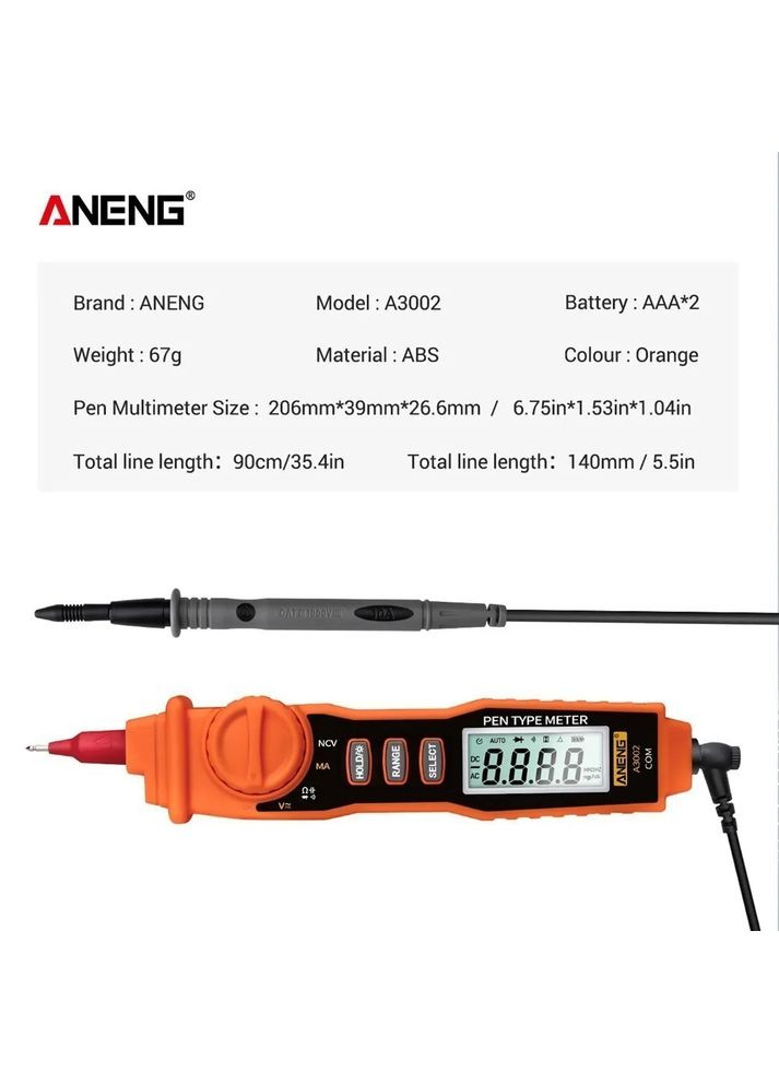 Портативний цифровий мультиметр ручка A3002 на 4000 відліків Aneng (315345490)