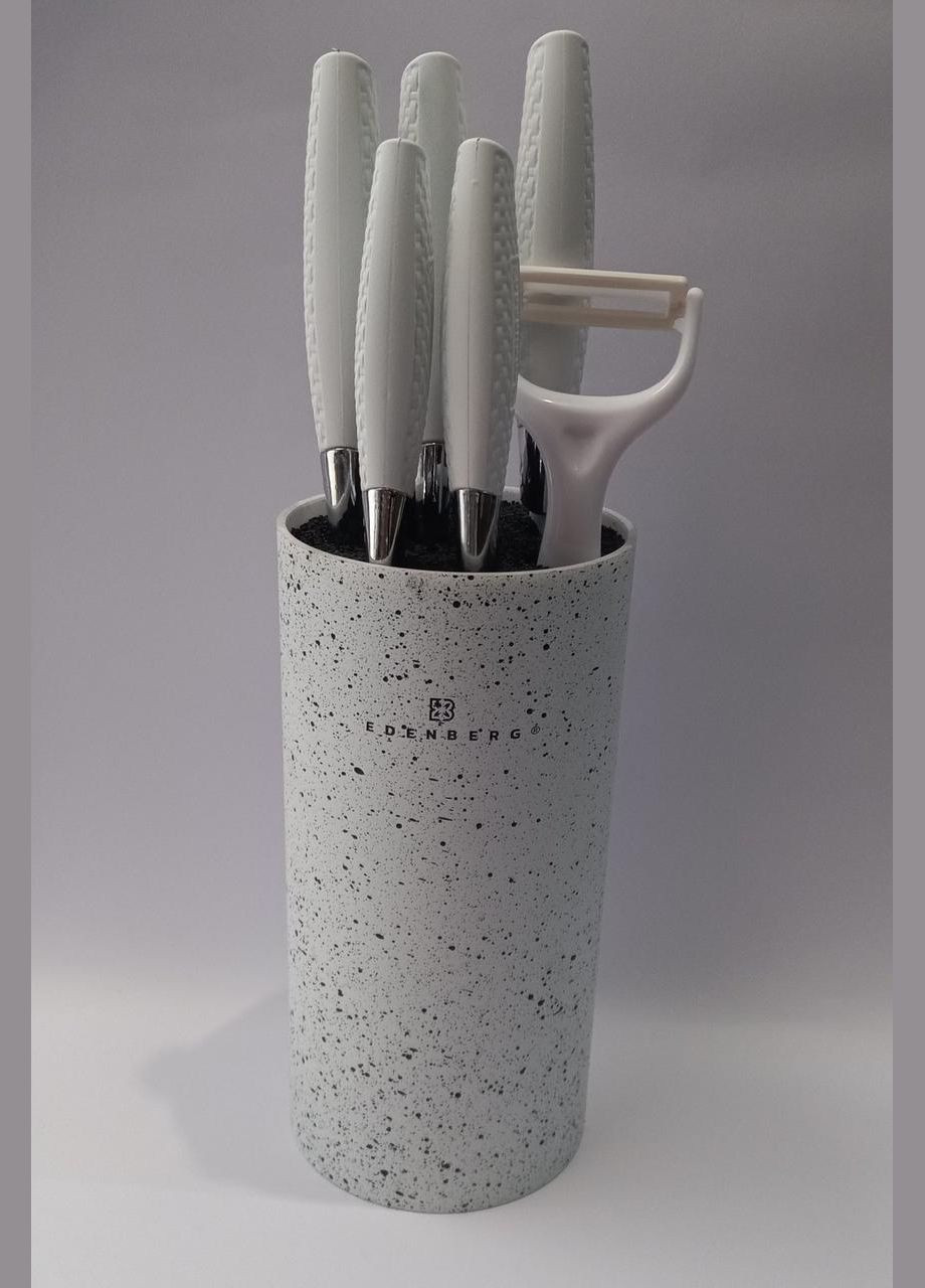Набор ножей EB5103white с подставкой 7 предметов керамическая овощечистка белый Edenberg (322581933)