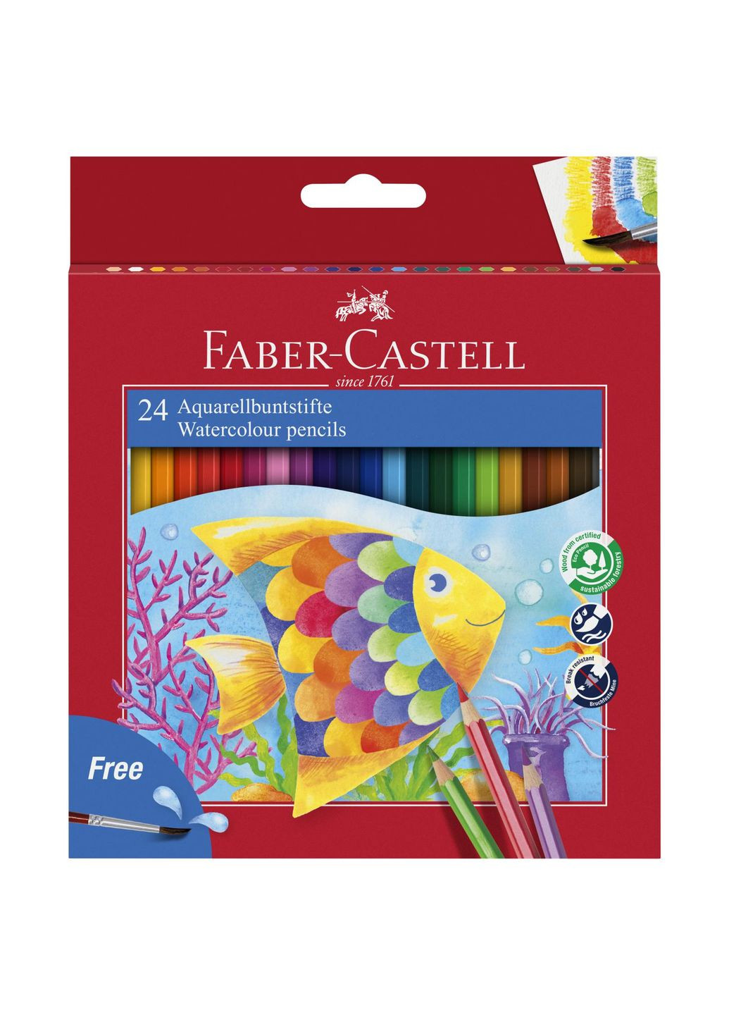 Набор карандашей 24 цв. FABER CASTELL Aquarell акварельные Faber-Castell (284723141)