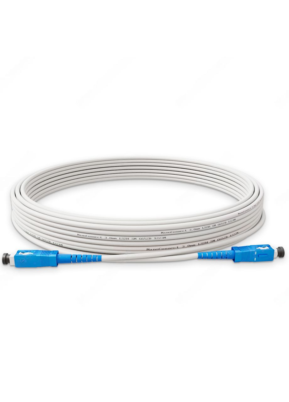Патч-корд оптический SC/UPC-SC/UPC Белый LSZH, Singlemode G.657.А2 (SM) Flex, Simplex, 3мм - 40 м NanoConnect (299337787)