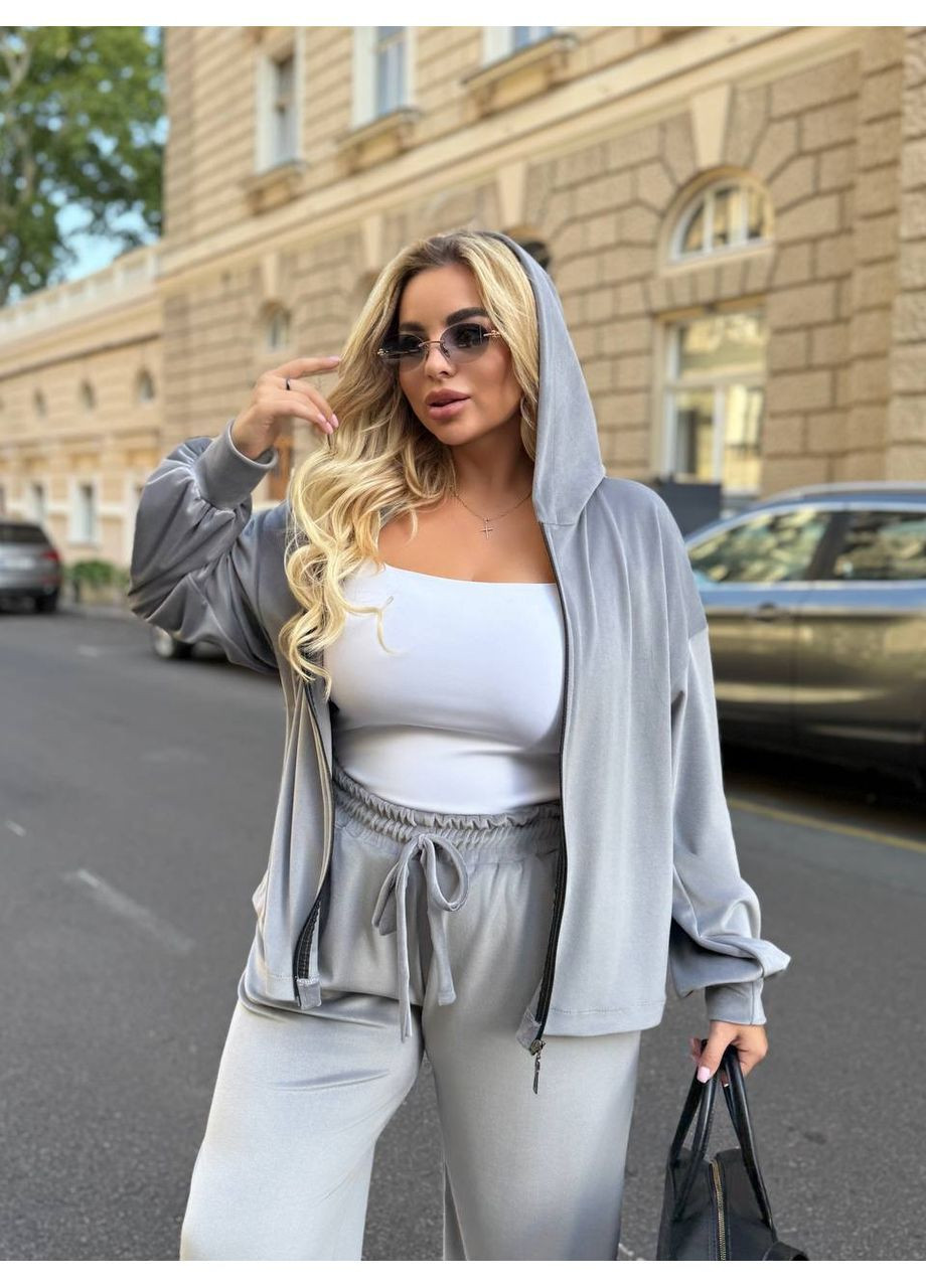 Жіночий велюровий костюм oversize: худі + штани No Brand (362209247)