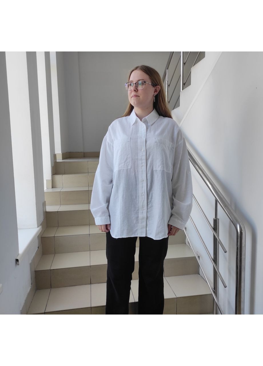 Біла сорочка patiskha жіноча велика бавовна довгий рукав 48/50 біла No Brand