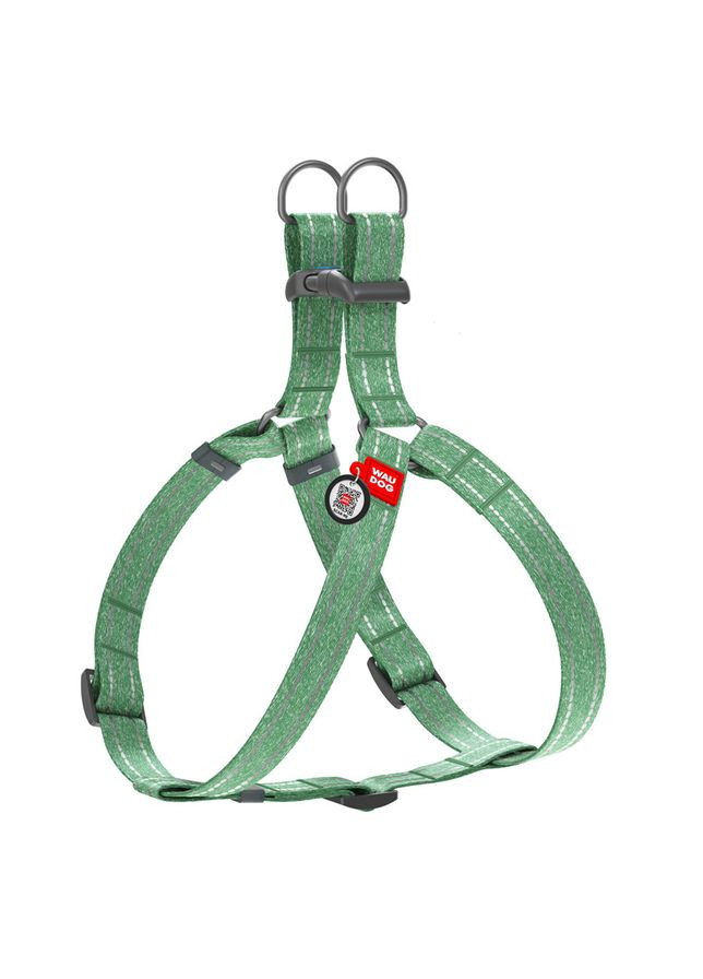 Шлея з відновленої бавовни WAUDOG Re-cotton з QR паспортом, світловідбиваюча, пластиковий фастекс,, Ш 15 мм, Д 40-55 см зелений No Brand (363201402)