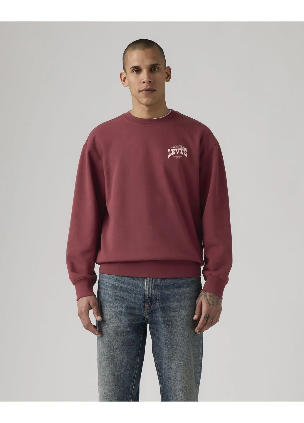 Бордовий світшот Levi's логотип без декору (390334237)