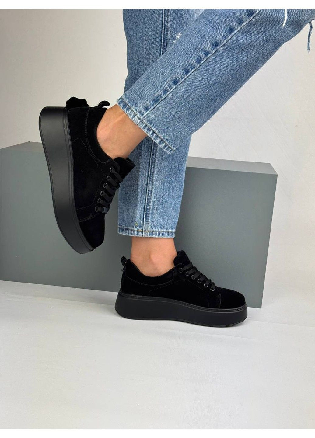 444 Кросівки Замшеві Чорні Hengji чорні демісезони (346430791)