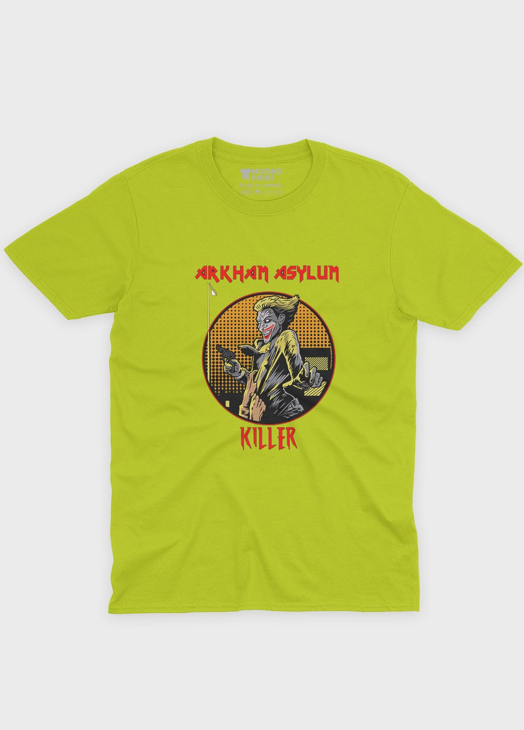 Лайм чоловіча футболка з принтом суперзлодія - джокер лаймовий (ts001-1-bli-006-005-015) Modno