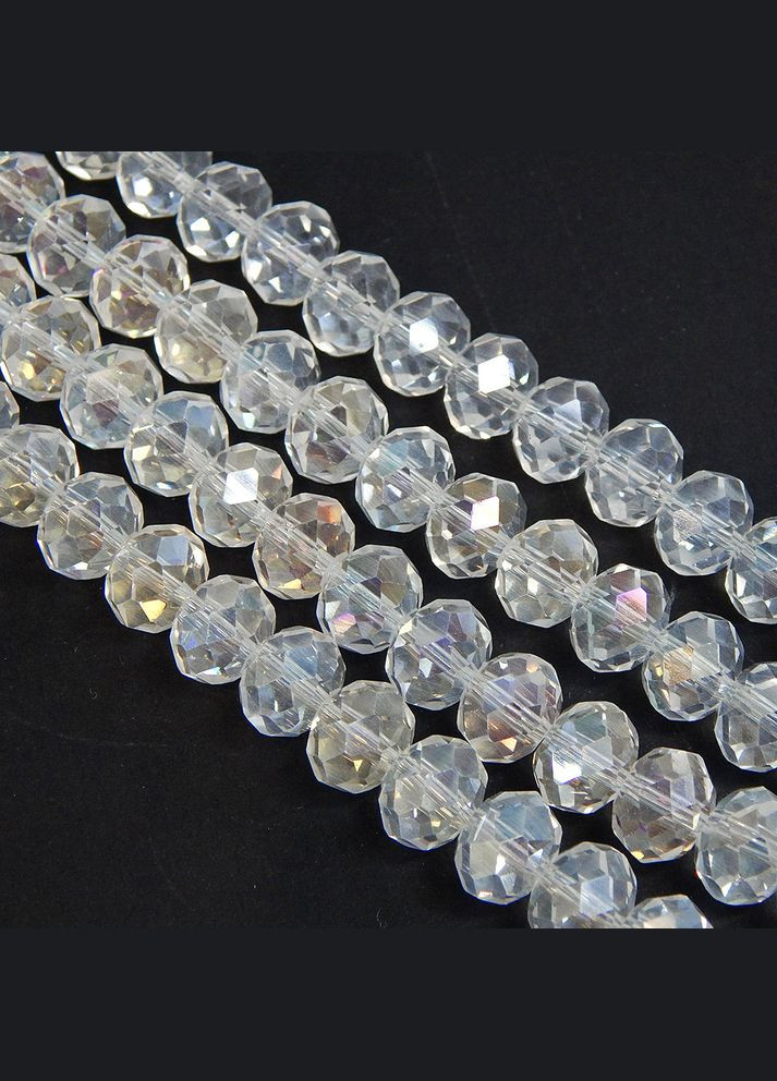 Бусины хрустальные Рондель,10х8 мм, прозрачные АВ, 20 шт No Brand (340486383)