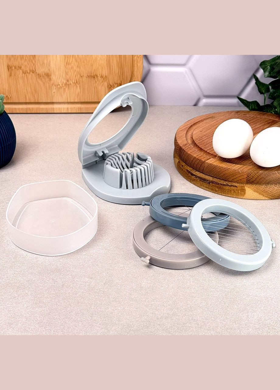 Яйцерізка багатофункціональна 3-в-1 з контейнером і змінними насадками No Brand (334010994)