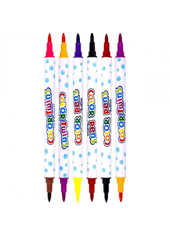 Набор двухцветных фломастеров 6 штук 12 цветов 805912 в пластиковом боксе Color-it (301834539)