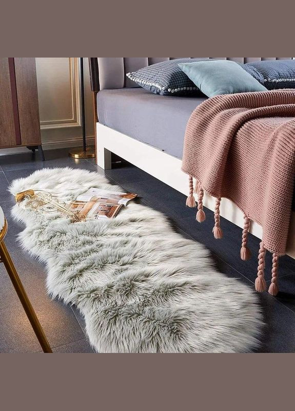 Пушистый коврик длинноворсовый 60х180 Серый (П4К-polosa-001-04) No Brand (323160816)