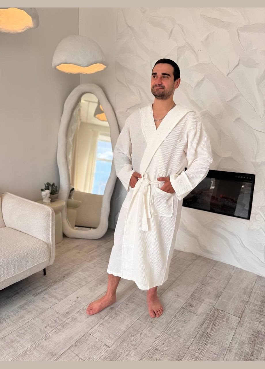 Халат вафельний чоловічий Білий (П4К-al-hal-vafel-m-003-02) No Brand (356515916)