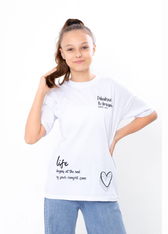Белая летняя футболка для девочки (подростковая) Носи своє