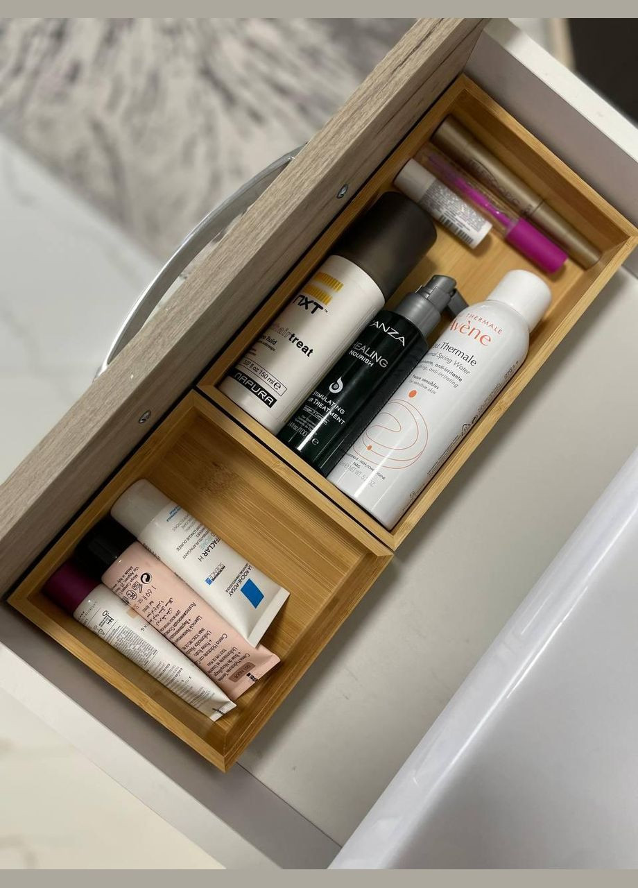 Органайзер для косметики, парфюмерии и украшений, бамбуковые боксы для косметики Duo 2шт No Brand (338436884)