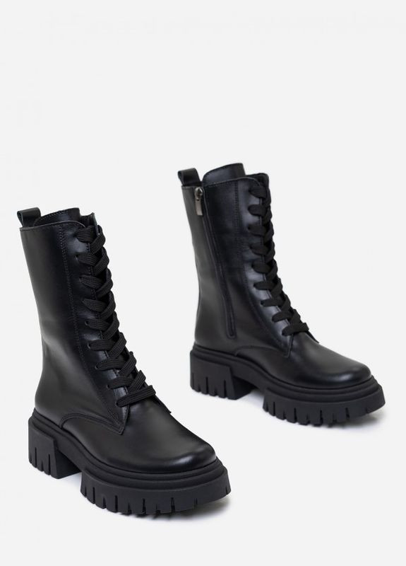Високі чорні черевики на байку зі шнурівкою ISSA PLUS (280939544)
