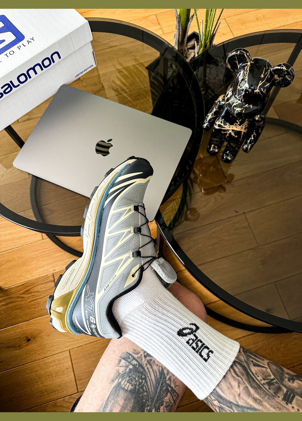 Синие демисезонные кроссовки мужские salomon xt-6 adv dover grey beige gore-tex | саломон хт-6 синие No Brand