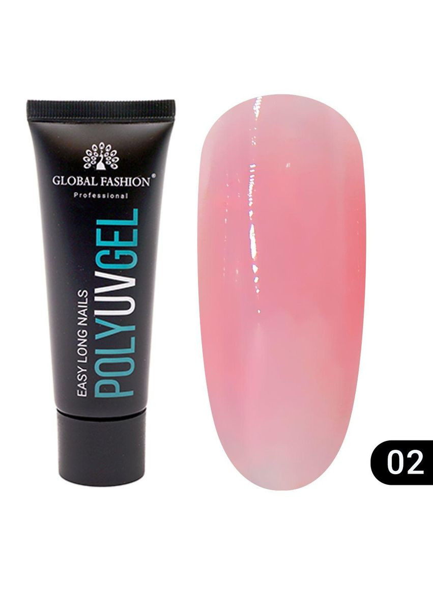 Полігель для нарощування нігтів 30 г №02 Global Fashion (352752135)