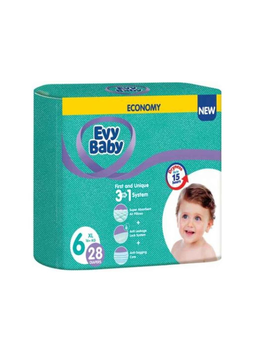 Подгузники №6 28шт XL twin (16кг) ТМ Evy Baby (358911925)