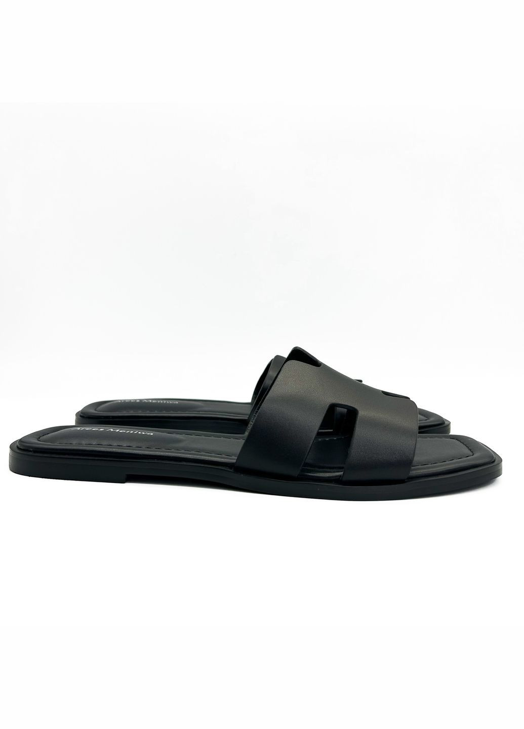 Черные шлепанцы (р) кожа 0-1-1-am-10701 Arees Meniwa