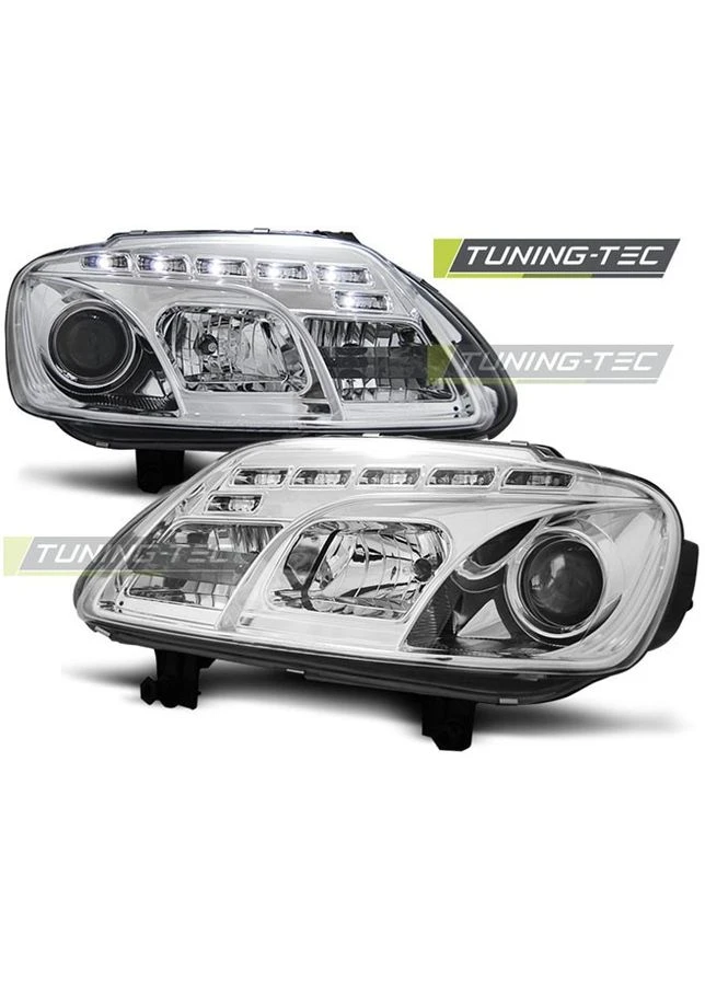 Передние фары Volkswagen (2003-2006) с линзами и диодной лентой (ЦЕНА ЗА ПАРУ) Tuning-Tec Touran (398175157)
