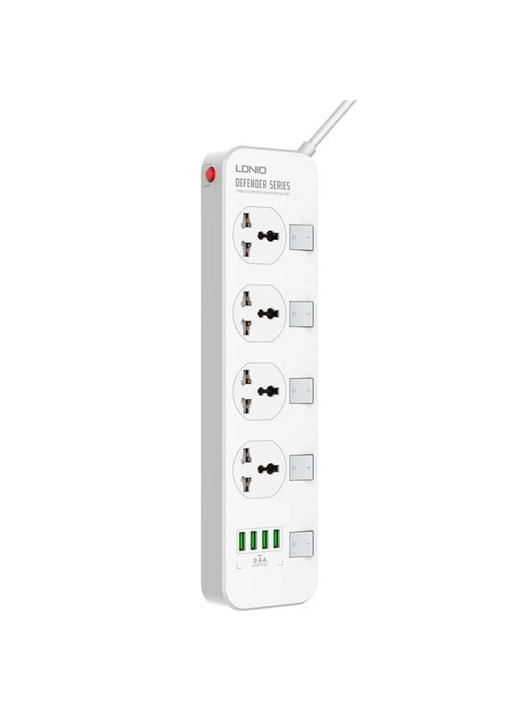 Подовжувач мережевий SC4408 2 метри вилка EU 4USB 4 Sockets 2500W Ldnio (302434714)