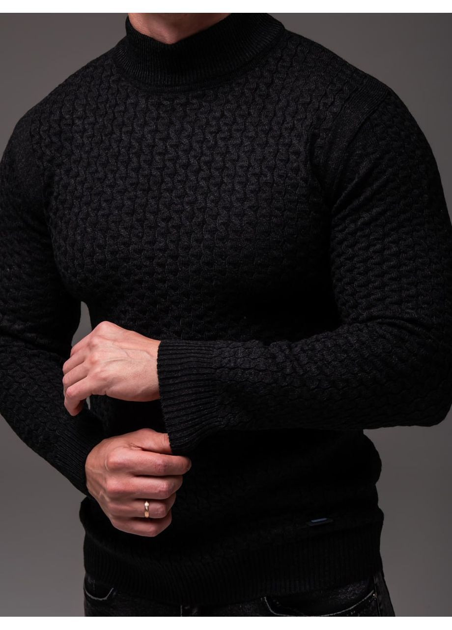 Чорний чорний чоловічий светр з коміром під горло No Brand