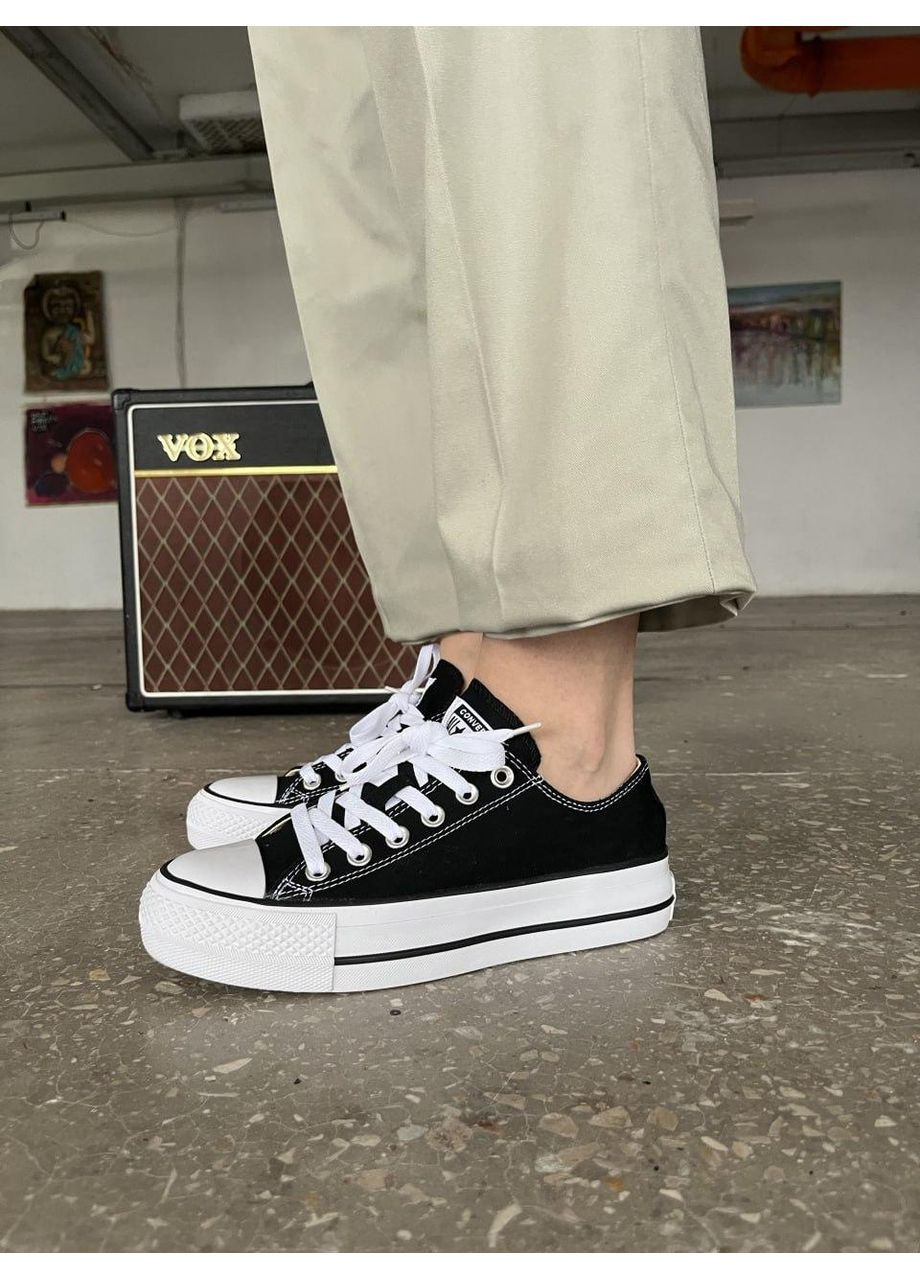 КЕДИ ЖІНОЧІ CONVERSE CHUCK TAYLOR ALL STAR PLATFORM BLACK WHITE КОНВЕРС No Brand чорні демісезони (369390764)