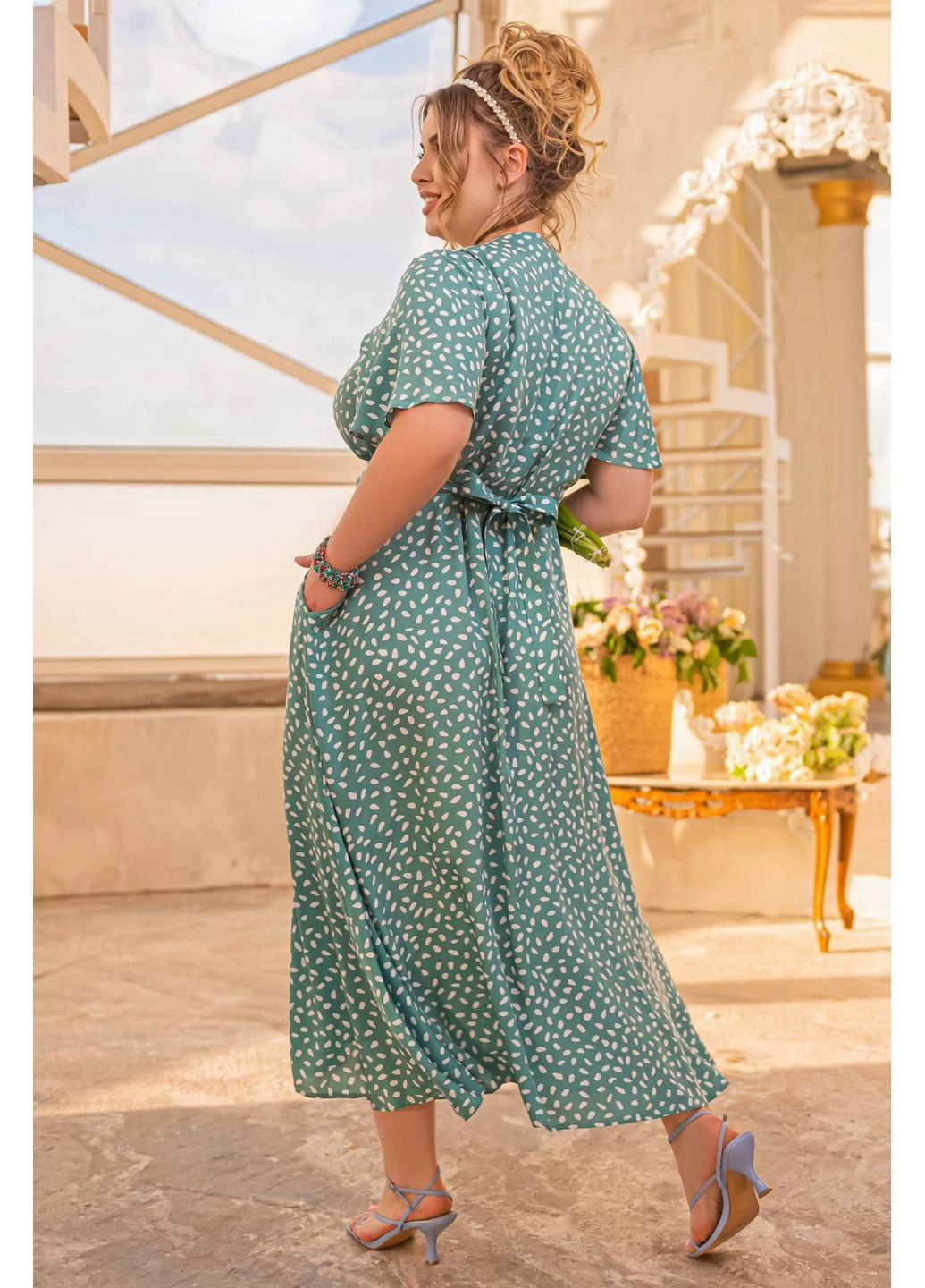 Мятное платье с запахом самира мятное Tatiana